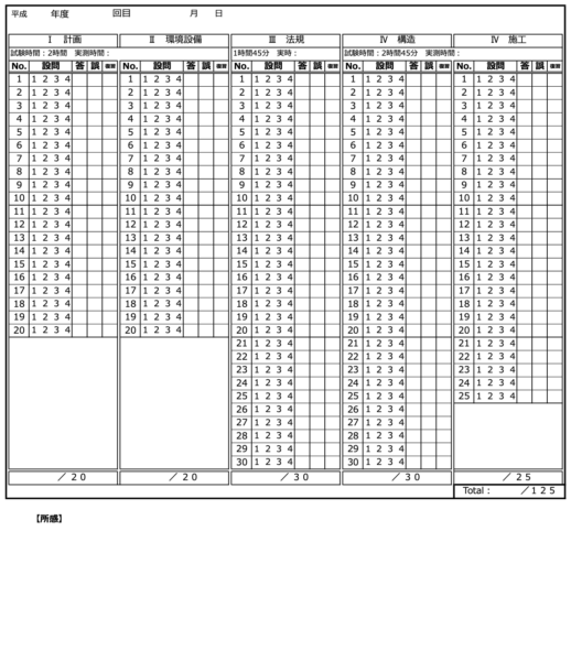 一級建築士試験 学科試験はこれで完璧 過去問の解き方と復習方法 オリジナル解答用紙を活用しよう パパ魂 一級建築士